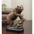 thumbnail image 1 of Grizzly Bear Climbing On River Rock Statue 6.25"Tall Bronze Electroplated Resin, 1 of 8