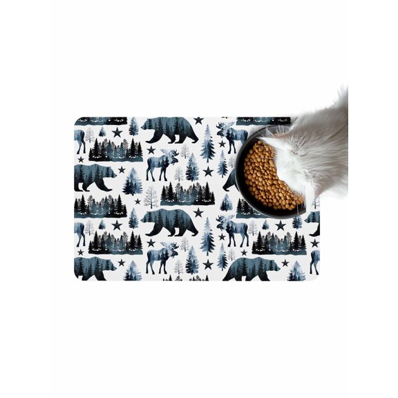 Grizzly Bear Doormat Country Forest Dark Green Beige Animals Pine Trees Star Non Slip Diatomaceous Earth Door Mat Absorbent Quick Dry Soft Washable Entrance Rug for Bathroom Laundry Room 24"x36"