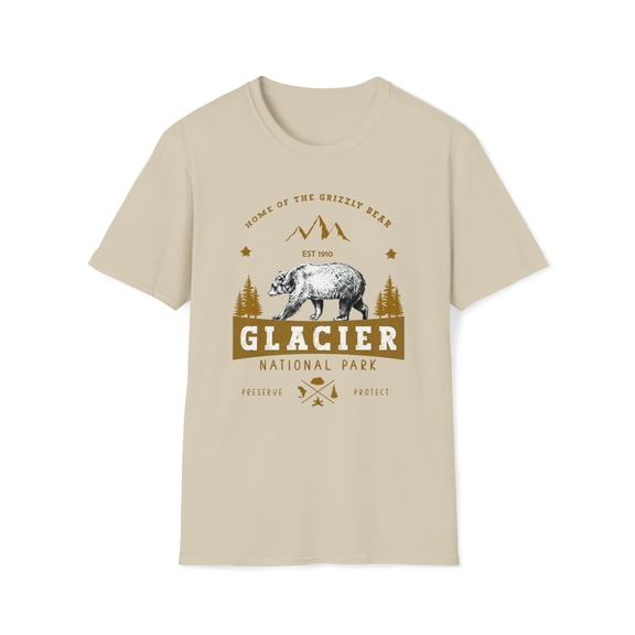Grizzly Bear, Gildan Unisex Softstyle T-Shirt, Glacier Graphic Tee, S-3XL