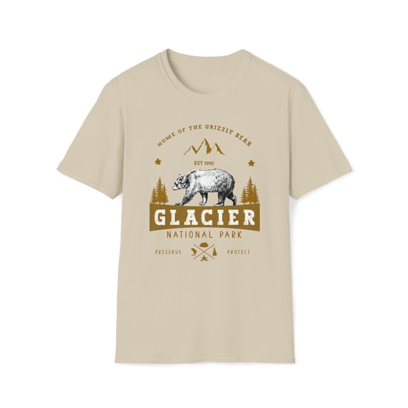 Grizzly Bear, Gildan Unisex Softstyle T-Shirt, Glacier Graphic Tee, S-3XL