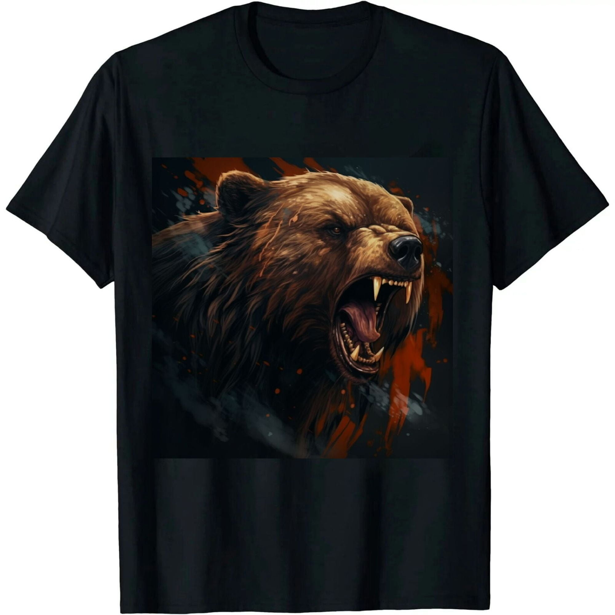 Grizzly Bear Growl Animal Graphic for Men Women T-Shirt - Walmart.com