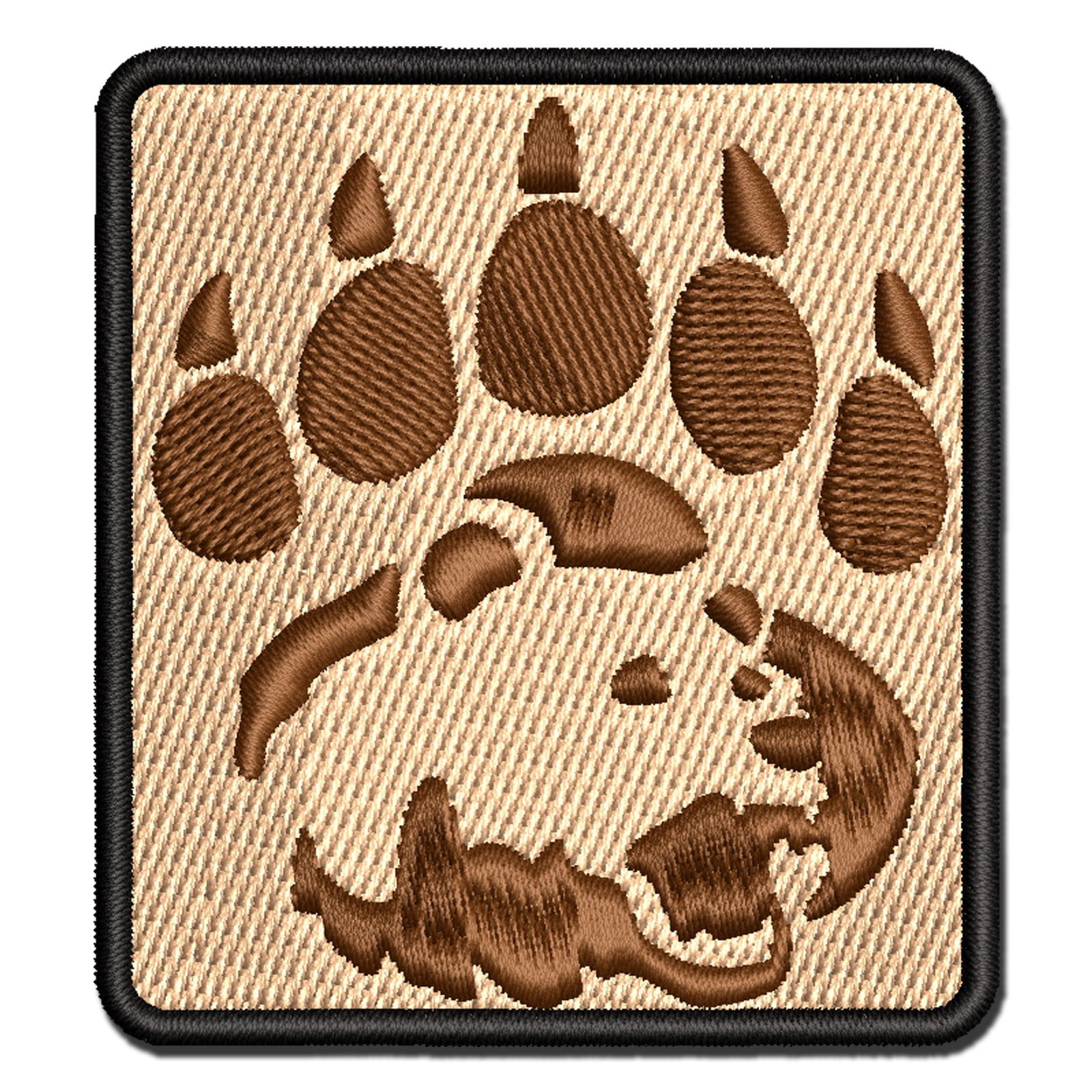 Grizzly Bear Head in Claw Paw Applique Multi-Color Embroidered Iron-On Patch - 3.5 Inch Large