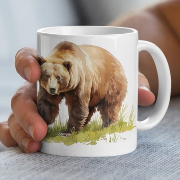 Grizzly Bear Illustration Mug Wild Aroffee Cup oz.