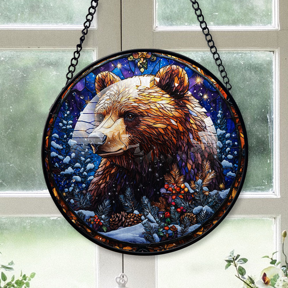 Grizzly Bear Ornament Christmas 2025, Grizzly Bear Stained Glass Window ...