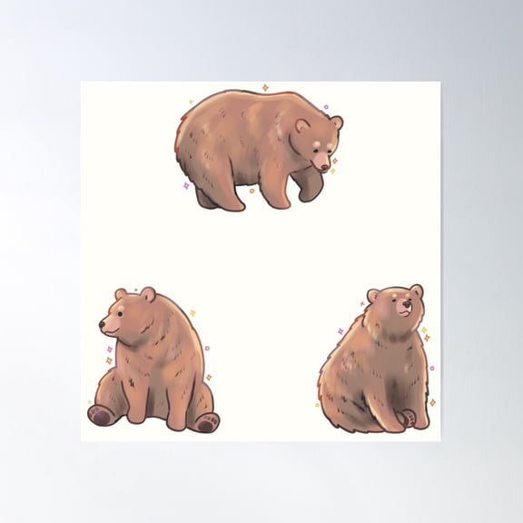 Grizzly Bear Pack Poster Wall Art, Modern Wall Decor For Living Room Bedroom, 16X16 UNFRAMED