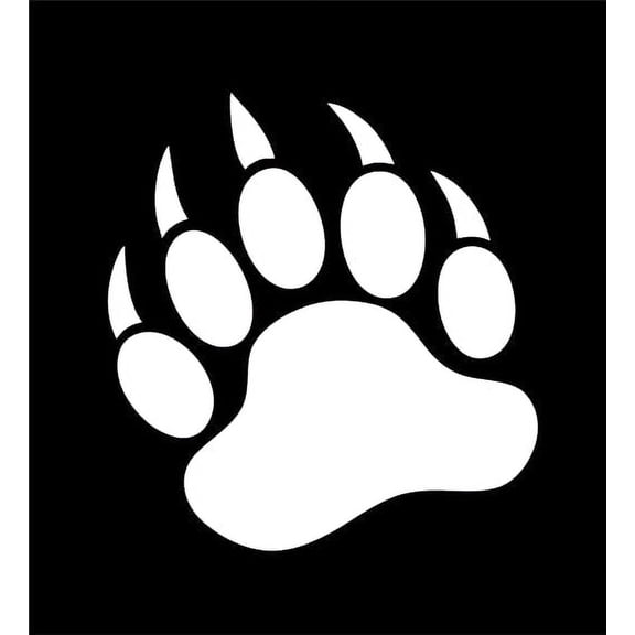 Grizzly Bear Paw Print Car Window Vinyl Decal Sticker 7" Tall (Color: White)