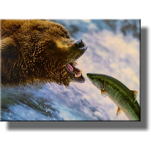 Grizzly Bear Picture on Stretched Canvas, Wall Art Décor, Ready to Hang