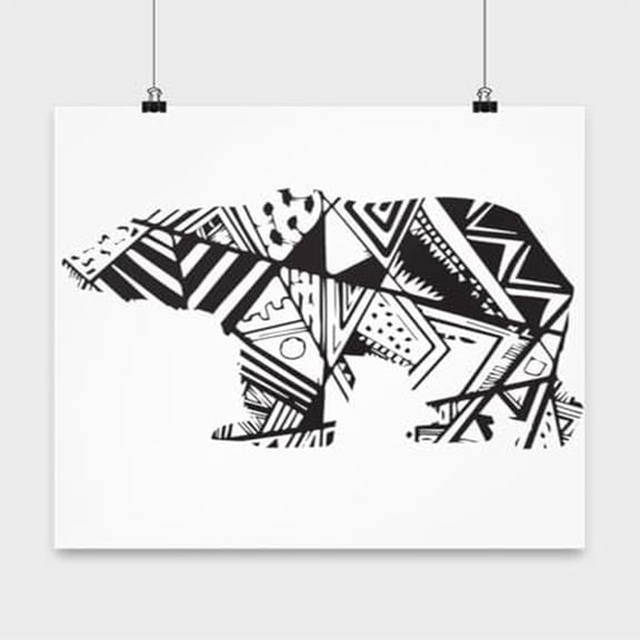 Grizzly Bear Poster - Kodiak Wall Art, 13x13in White Design for Cool Decor