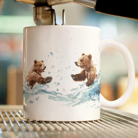 Grizzly Bear Rr Mug, Wild Bears Gift, Water Nature, Coffee Cup, Tea Mug, Animal Lover Gift, Outdoor Wild Dr, Nature Enthusiast.