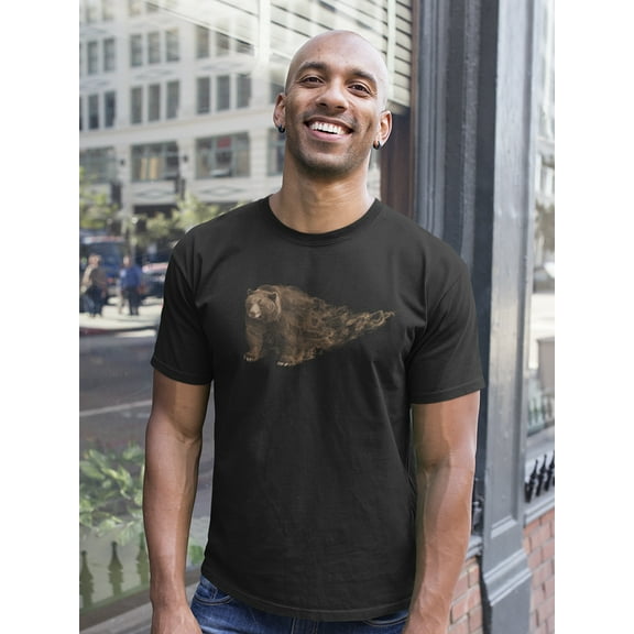 Grizzly Bear Smoke Art T-Shirt Men -Image by Shutterstock, Male Large