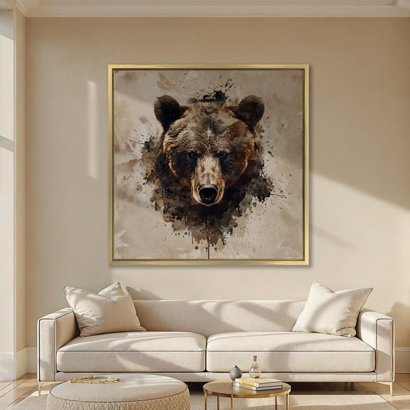 Grizzly Bear Wall Art Brown Bears Print Abstract Animal Face Poster Rustic Sepia Tone Prints Cabin Decor Ready to Hang, Size 24x36 UNFFRAMED F03.1.8l2585