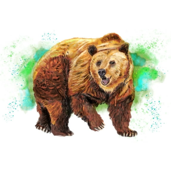 Grizzly Bear, Watercolor (12x18 Wall Art Poster, Room Decor)