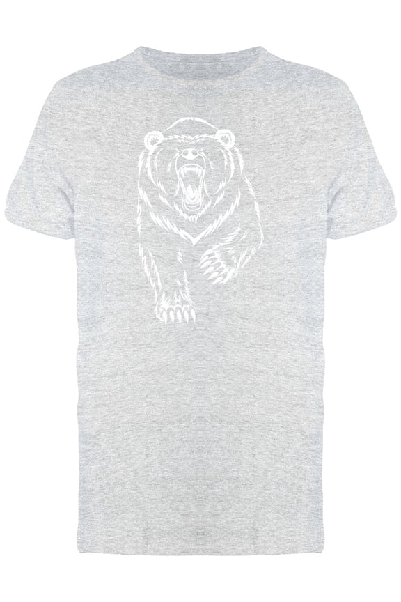 Grizzly Bear White Silhouette Tee Men's -Image by Shutterstock