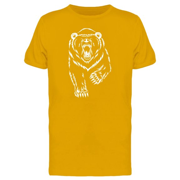 Grizzly Bear White Silhouette Tee Men's -Image by Shutterstock