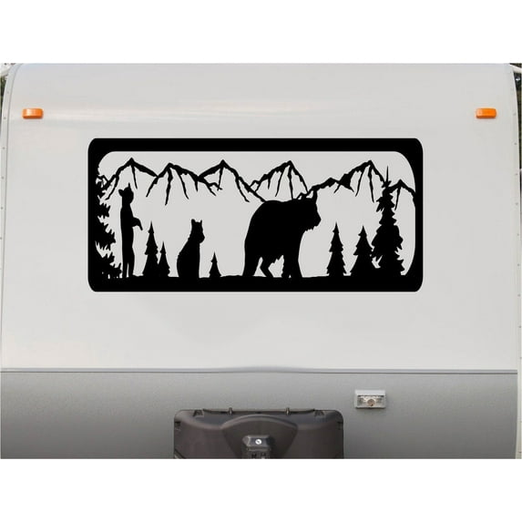 Grizzly Brown Bear Mountains RV Camper 5th Wheel Motor Home Vinyl Decal ...