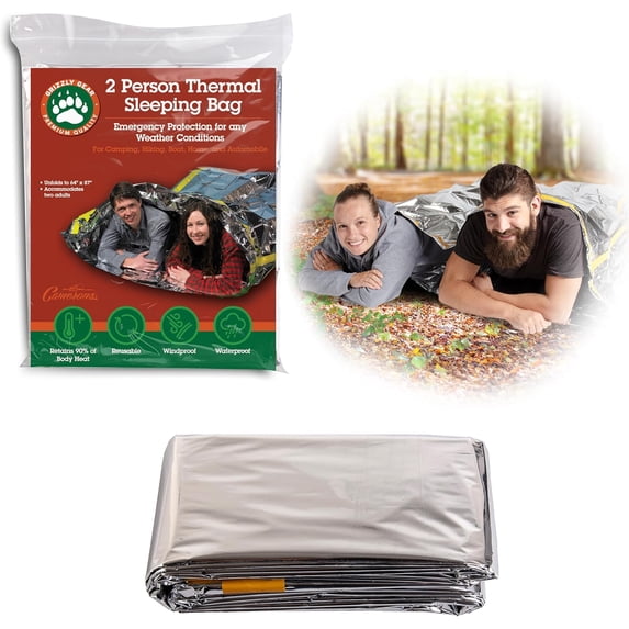 Grizzly Gears Emergency Thermal Sleeping Bag, Green