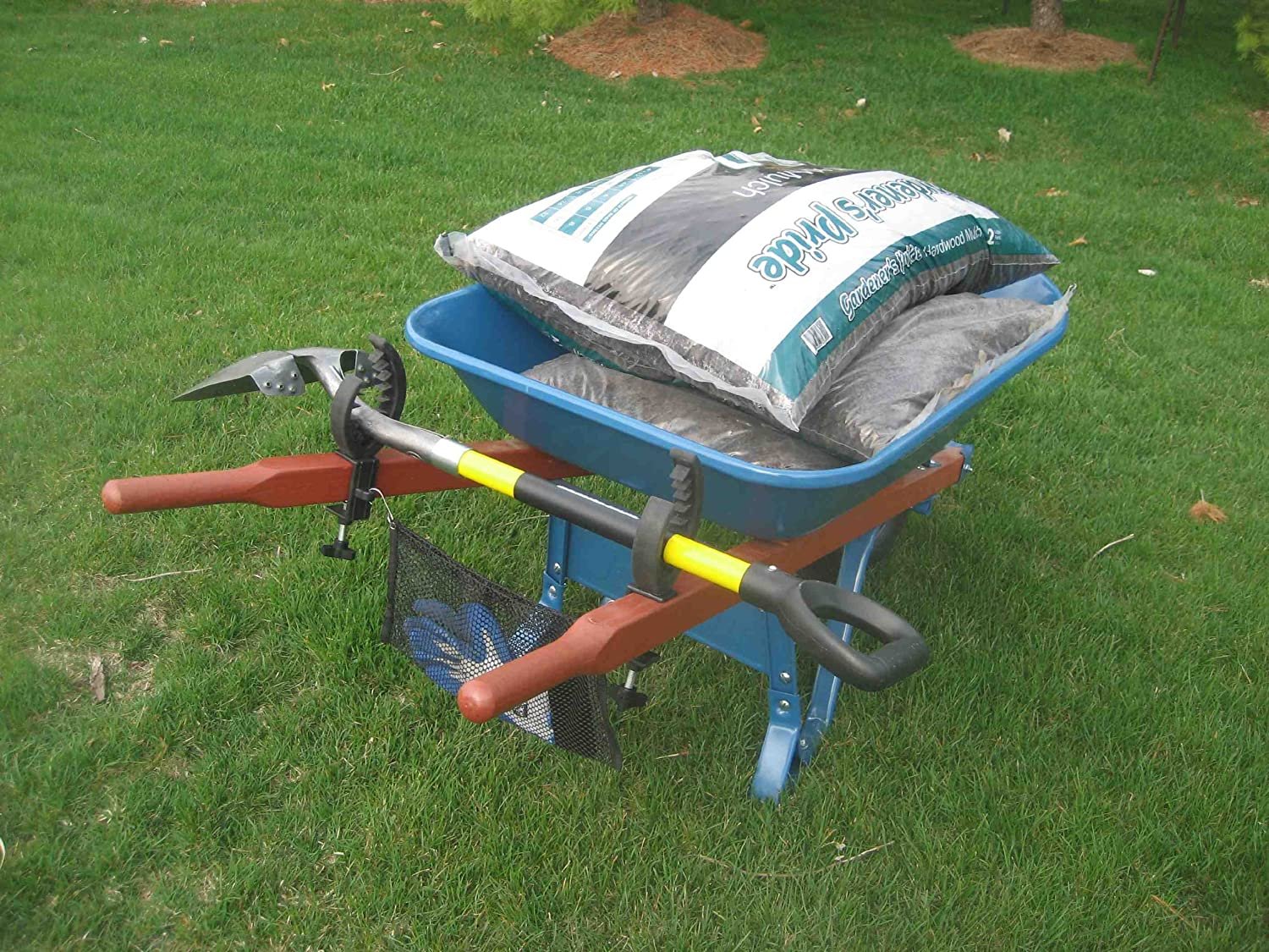 Grizzly Grip Wheelbarrow Tool Holder with Mesh Bag, Secures Tools To Wheelbarrow - image 1 of 5