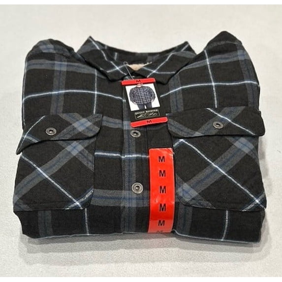 Grizzly Mountain Men's Flannel Shirt Jacket, Gray, Size M