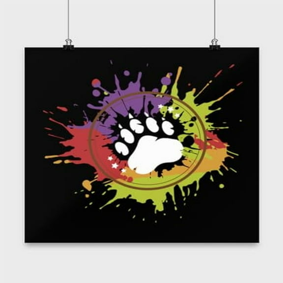 Grizzly Poster, Big Brown Bear'S Paw, Kodiak Wall Art Gift, Black 13x13in Poster