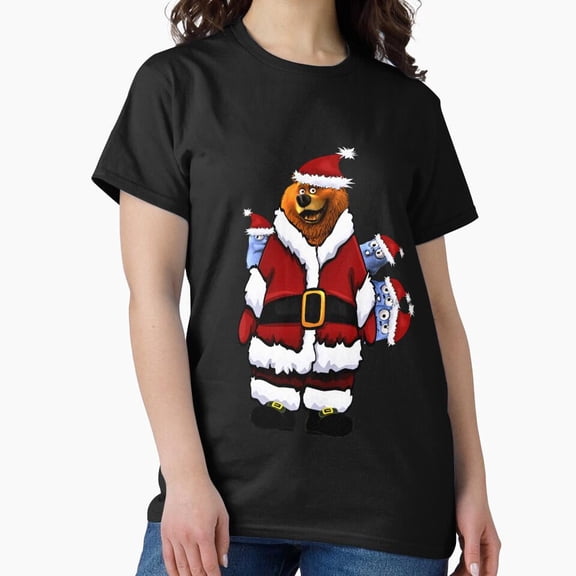 Grizzy And The Lemmings As St Nick Claus Funny Christmas Holiday Cartoon Unisex T-Shirt U032, Sizes up to 5XL