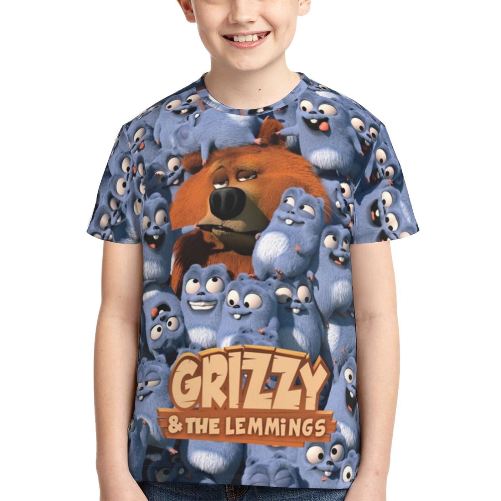Grizzy And The Lemmings Boys Girls 3d Graphic Printed T-Shirt Crewneck