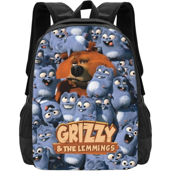 Grizzy and Anime The Lemmings School Backpack Portable Daypack for Outdoor Sports Travel Bag