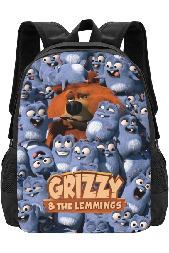 Grizzy and Anime The Lemmings School Backpack Portable Daypack for Outdoor Sports Travel Bag