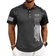 thumbnail image 1 of GrmtClth 1776 2026 Usa Camo Raglan Polo Shirt for Men Independence Day American Flag Print Work Top Collared Comfy Short Sleeve Button Golf Polos Dark Gray XL, 1 of 5