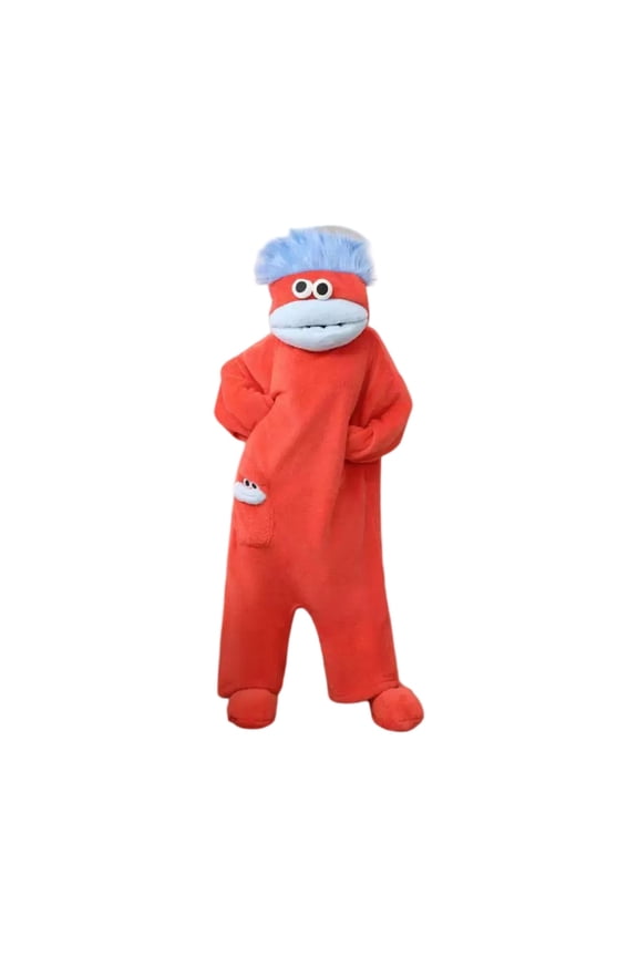 2026 Cute Cartoon Character Plush One-Piece Pajamas, Cozy Couple Matching Loungewear, Comfy Family Gathering Homewear (No Shoes Included) Red S
