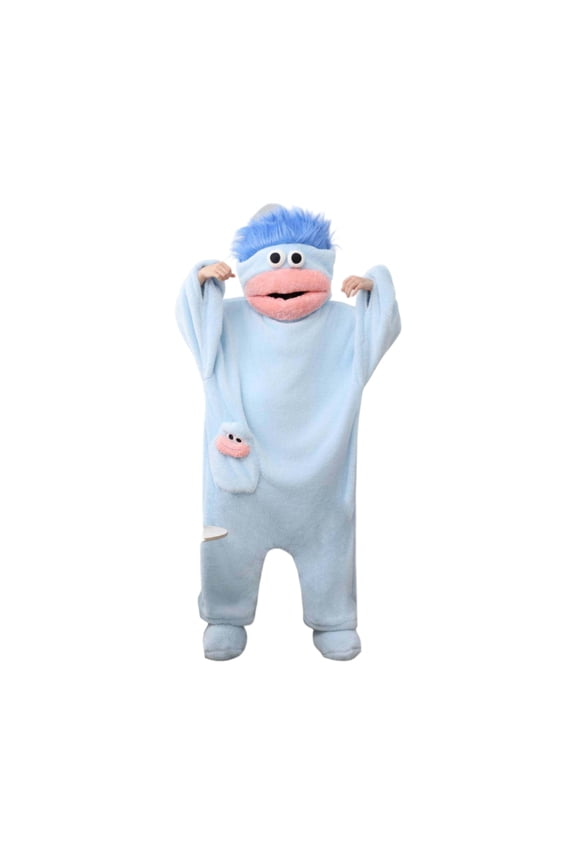 2026 Cute Cartoon Monster Plush One-Piece Pajamas, Cozy Couple Matching Loungewear, Comfy Homewear for Cosplay with slippers Blue S