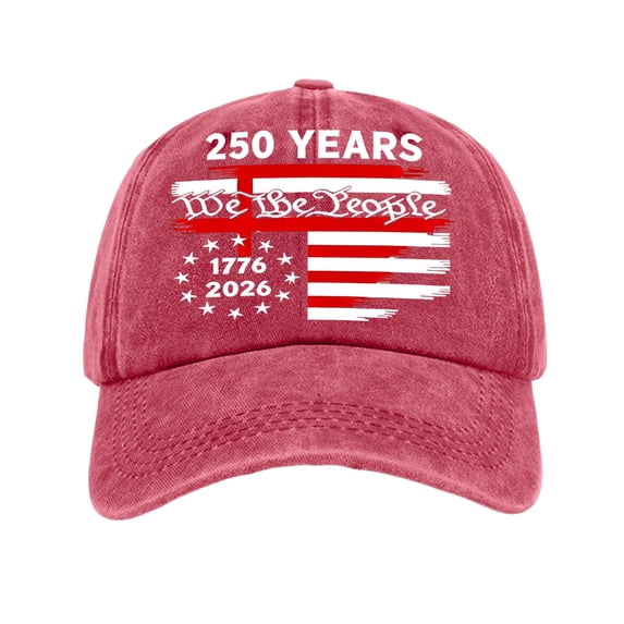 GrmtClth 250th Anniversary Usa Hat Patriotic Caps 1776-2026 Commemorative Baseball Hat Honoring Veterans Gift Tribute Washed Hat Unisex Adult Red One Size