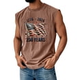 thumbnail image 1 of GrmtClth 250th Anniversary Usa Shirt Flag Print Tank Tops for Men American Flag Shirt Freedom 4th Of July Outfits Crew Neck Casual Independence Day Top Light Brown M, 1 of 3
