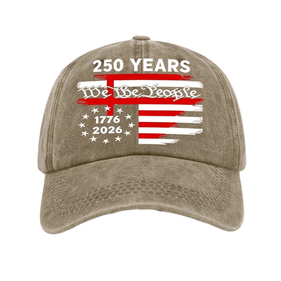 GrmtClth America 250th Anniversary Hat Patriotic Caps 1776-2026 Liberty Baseball Caps Honoring Veterans Gift Tribute Washed Hat Men and Women Khaki One Size
