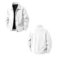 thumbnail image 1 of GrmtClth Autumn Mens Corduroy Modern Retro Collared Jacket Long Sleeve Snap Front Oversized Fit Weekend Gathering Outerwear White XL, 1 of 10