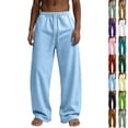 thumbnail image 1 of GrmtClth Baggy Sweatpants for Men Wide Leg Fleece Lounge Joggers with Deep Pockets | cotton stretch blend, outer drawstring, open bottom, relaxed fit for gym, travel Light Blue 3XL, 1 of 5
