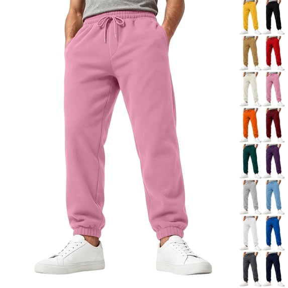 GrmtClth Baggy Sweatpants for Men High Waisted Fleece Joggers Running Workout Pants with Pockets Pink 3XL