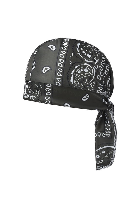 Black Minimalist Paisley Durag, Simple Print Bandana Do Rag, Breathable Turban Hat for Everyday Style