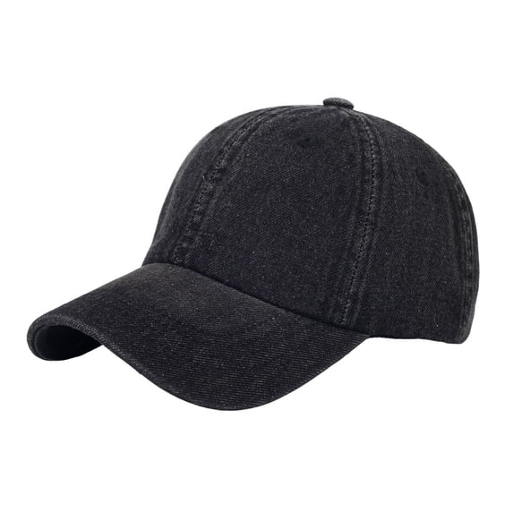 GrmtClth Black Washed Denim Baseball Cap Classic Curved Brim Cotton Hat for Men Women Casual Daily Wear