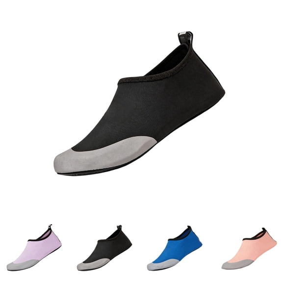 GrmtClth Boys And Girls Flexible Slip On Water Skin Shoes Protective Sole For River Walking And Pool Swimming Black 11-12 Years