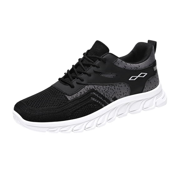 GrmtClth Breathable Gradient Knit Athletic Trainers for Men Adjustable Lace Cushioned Flexible Wave Sole Anti Slip Daily Jogging Sneakers Black (US/8)