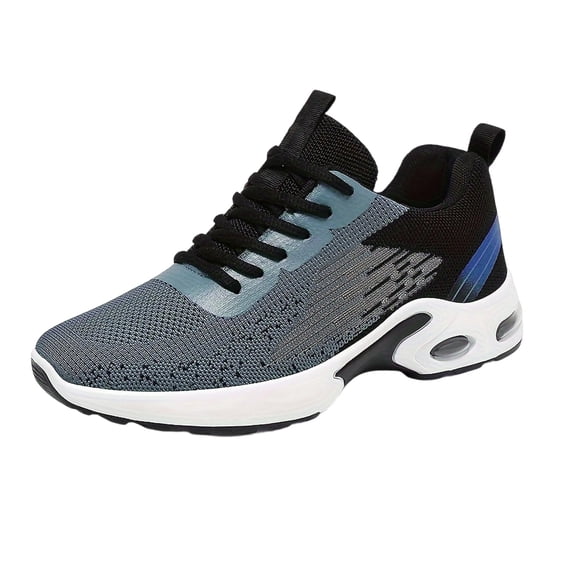 GrmtClth Breathable Mesh Air Cushion Walking Sneakers for Men Lightweight Lace Up Shock Absorb Platform Casual Athletic Trainers Blue (US/9)