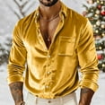thumbnail image 1 of GrmtClth Button Down Shirt Men Fashion Soft Comfy Velvet Button Up Shirts Long Sleeve Fall Winter Warm Shirts with Pockets Yellow L, 1 of 9