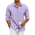 thumbnail image 1 of GrmtClth Button Up Shirt Men Long Sleeve Slim Fit Dress Shirt Classic Stretch Solid Casual Shirts Light Purple L, 1 of 7