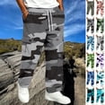 thumbnail image 1 of GrmtClth Cargo Pants for Men All Over Camo Pattern Loose Baggy Cut Multi Storage Pockets Stretch Pull On Daily Street Trousers Gray 4XL, 1 of 8