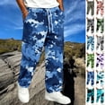 thumbnail image 1 of GrmtClth Cargo Pants for Men All Over Camo Pattern Loose Baggy Cut Multi Storage Pockets Stretch Pull On Daily Street Trousers Navy 4XL, 1 of 8