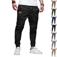 thumbnail image 1 of GrmtClth Cargo Pants for Men Hiking Drawstring Pant Solid Color Jogging Sweatpants Slim Fit Simple Fitness Sweatpant Black XL, 1 of 4