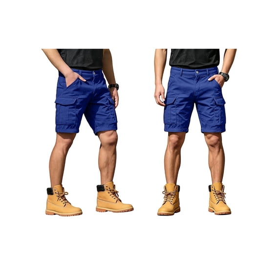 GrmtClth Cargo Shorts For Men Classic Stretch Work Cargo Shorts Multi Side Storage Pockets Quick Dry Soft Fabric Hiking Pants Sky Blue 2XL