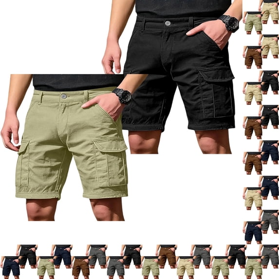 GrmtClth Cargo Shorts For Men 2 Pack All Weather Lightweight Hiking Cargo Shorts Stretch Big Storage Pockets Two Assorted Color Bundle Construction Walking Bottoms Light Green 4XL