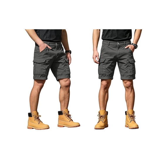 GrmtClth Cargo Shorts For Men Quick Dry Travel Cargo Shorts Large Storage Utility Multi Pockets Zipper Fly Relaxed Fit Soft Fabric Shorts Dark Gray 3XL