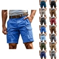 thumbnail image 1 of GrmtClth Cargo Shorts Men Twill Cotton Stretch Comfy 11 Inch Inseam Summer Athletic Outdoor Golf Fishing Casual Work Knee Length Shorts Dark Blue XL, 1 of 9